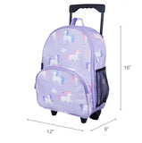 Wildkin Olive Kids Unicorn Rolling Luggage Trolley School Bag - Petit Fab