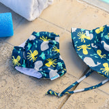 Bumkins UPF50+ Swim Diaper and Sun Hat Set - Deep Sea - Petit Fab